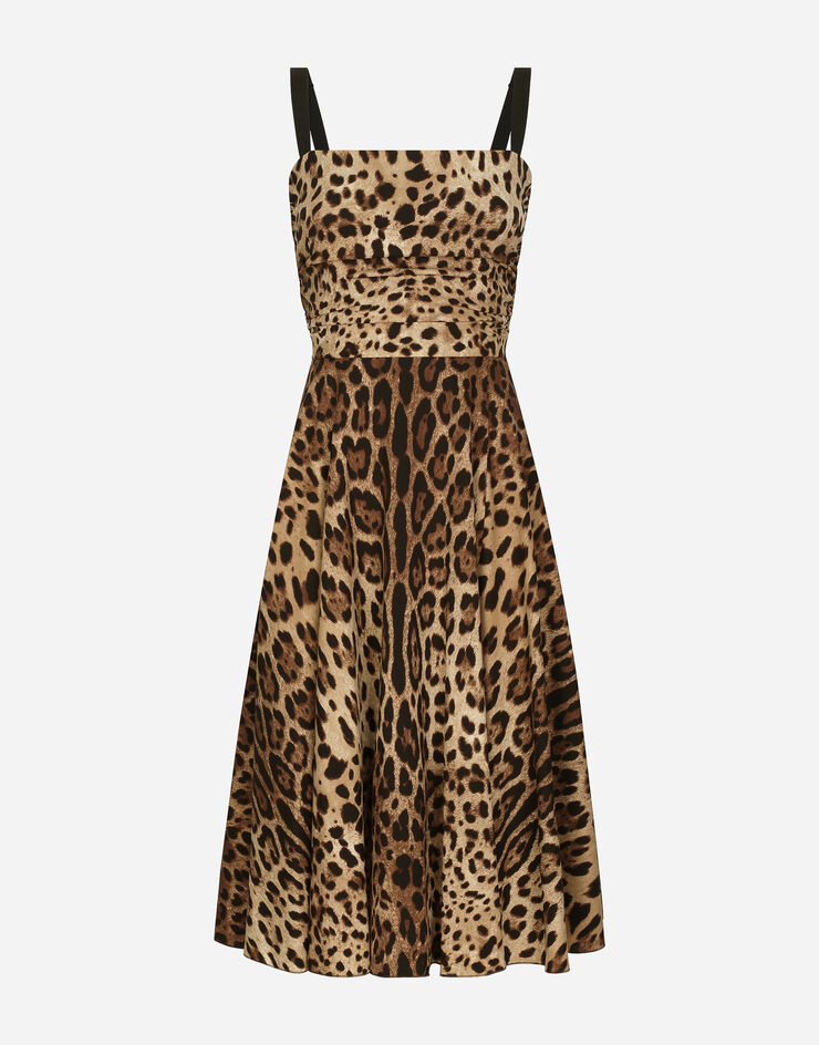 Dolce&Gabbana Robe portefeuille en cady à imprimé léopard Imprimé Animalier F6R2QTFSADD
