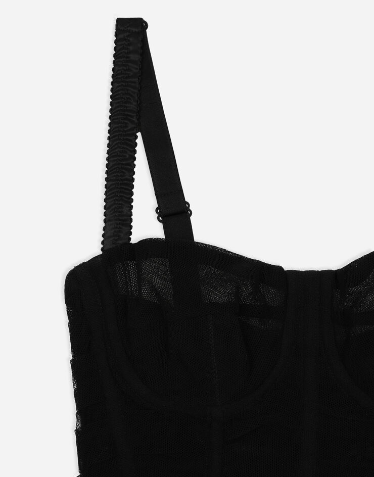 Dolce & Gabbana Draped tulle corset Black F761ETFLEAA