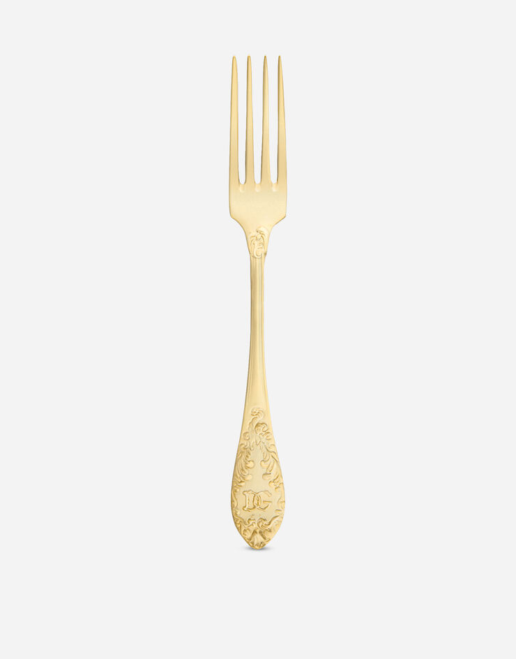 Dolce & Gabbana 24k Gold Plated Dinner Fork Multicolor TCP001TCA49