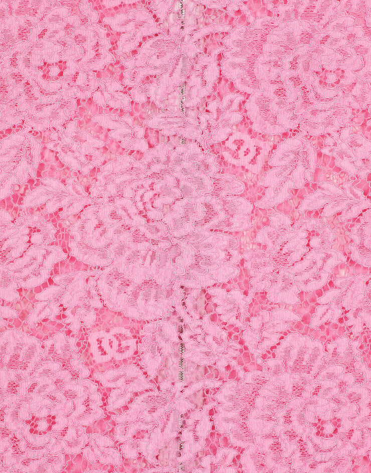 Dolce & Gabbana Top de encaje cordonetto floral con logotipo Rosa F73G9THLM7L