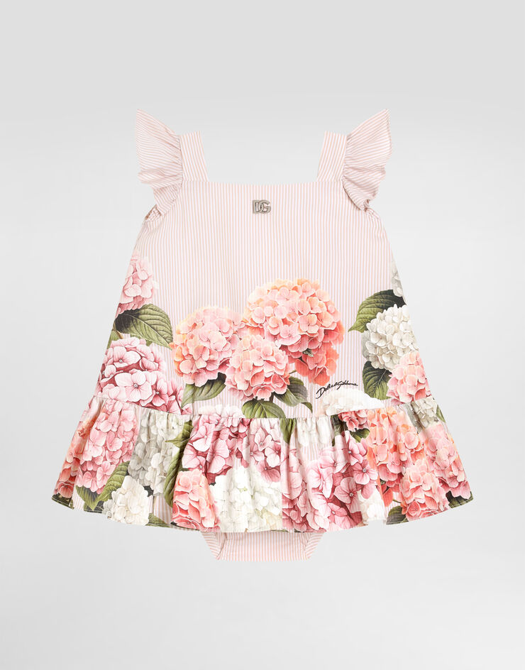 Dolce & Gabbana Hydrangea-print striped canvas dress Multicolor L24DN6FI5NR