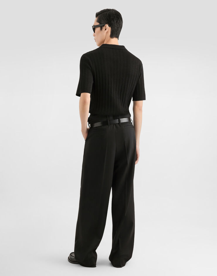 Dolce & Gabbana Polo serafino en algodón Dolce & Gabbana Polo serafino en algodón Black GXZC6ZJBCKV