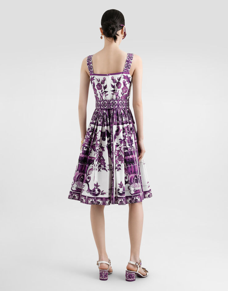 Dolce & Gabbana Majolica-print poplin dress Multicolor F6TTJTHH5EN