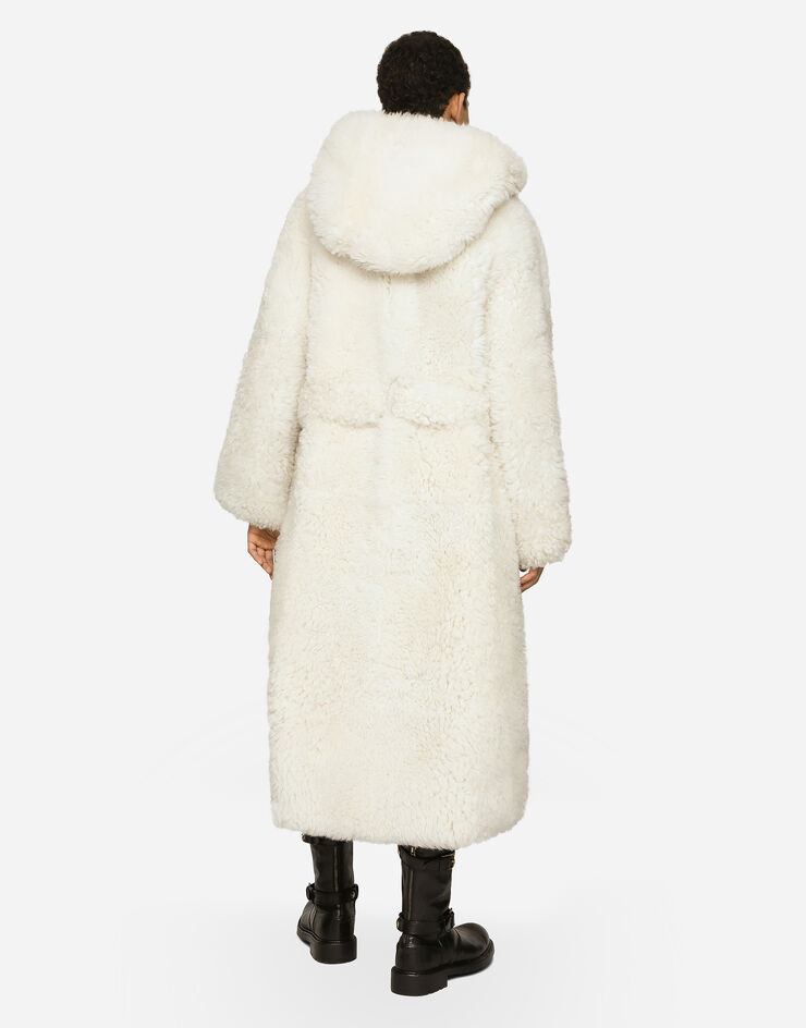 Dolce&Gabbana Shearling coat with hood White G041ILFUP7Z