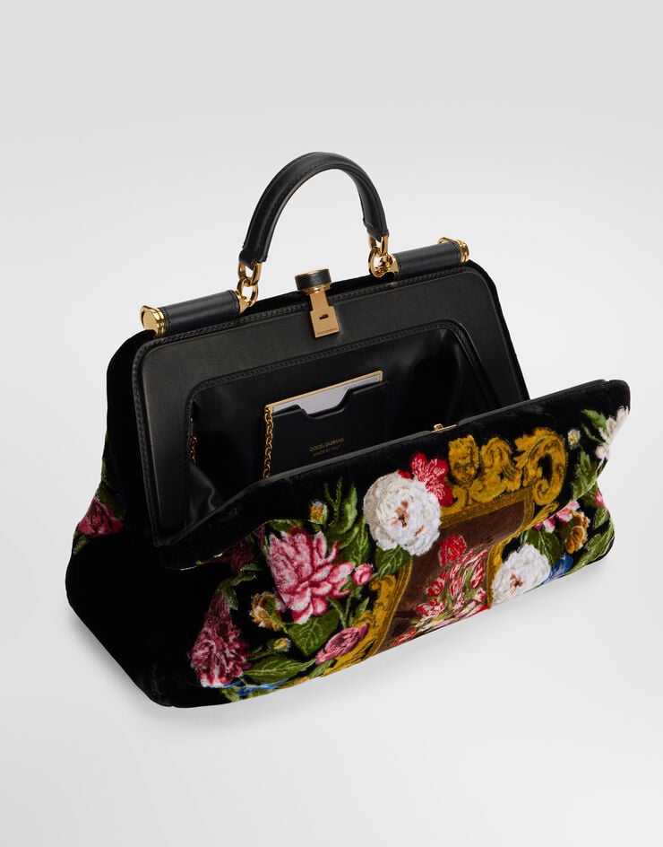 Dolce & Gabbana Large Grandma handbag in velvet stitch embroidery Dolce & Gabbana Large Grandma handbag in velvet stitch embroidery Multicolor BB7992B3T59