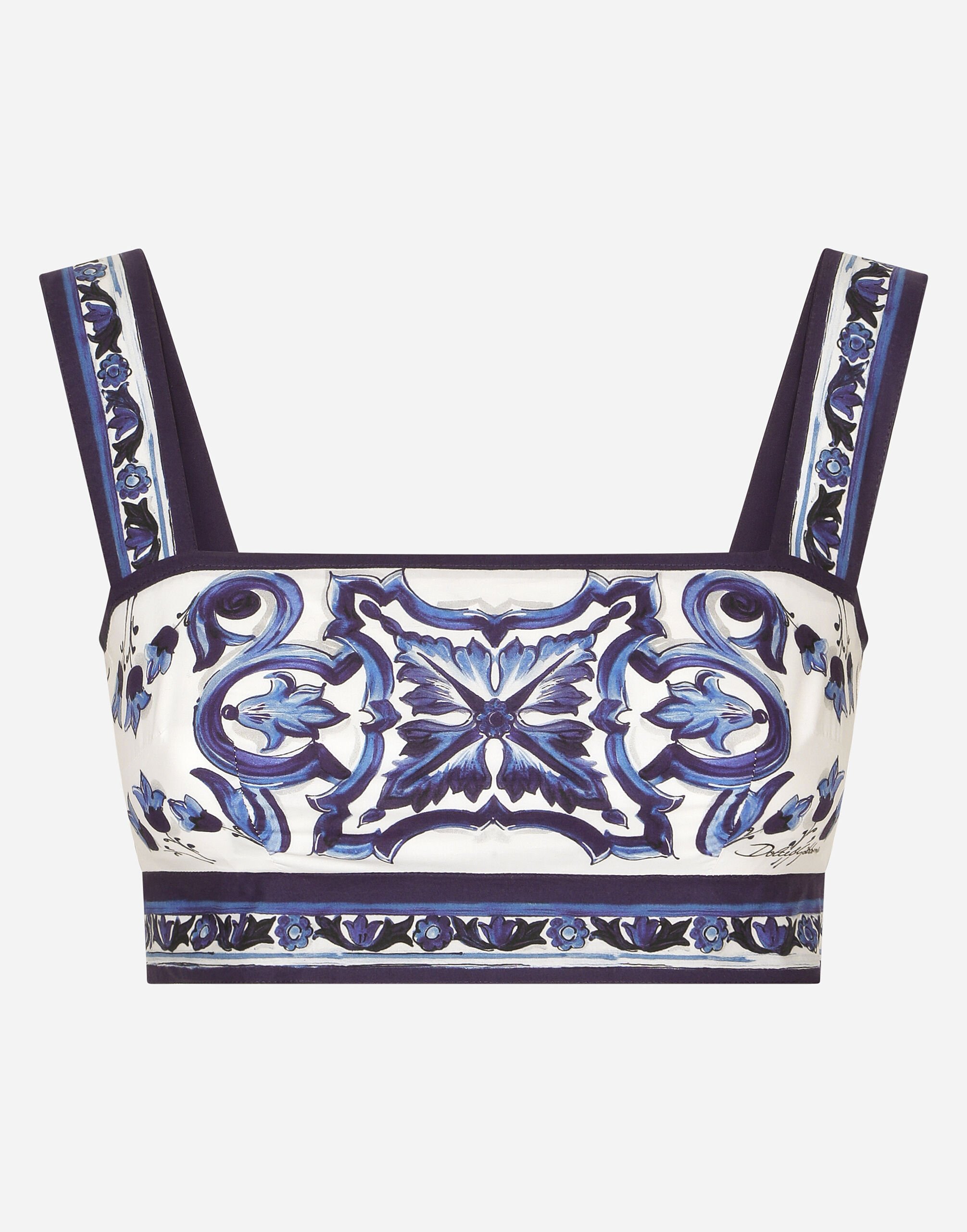 Majolica-print poplin top