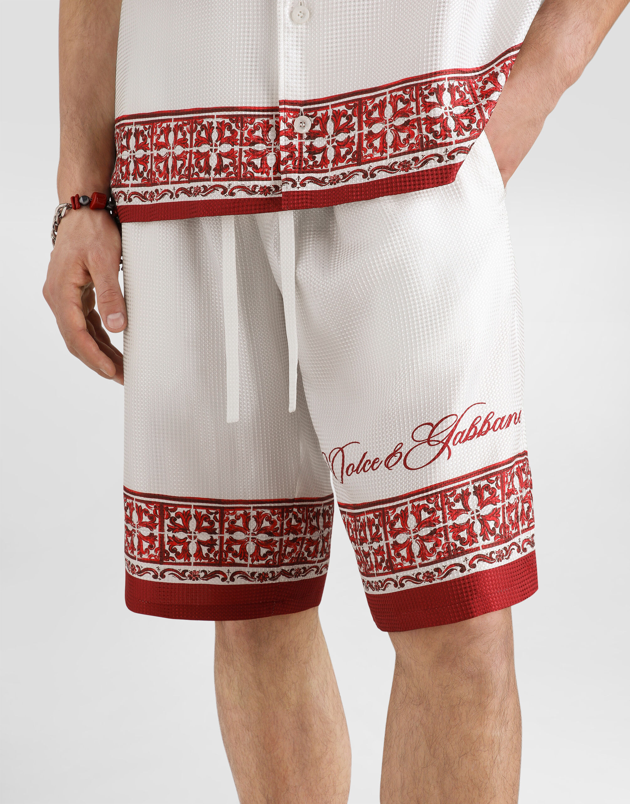 Majolica-print jacquard twill vanity bermuda in Multicolor for Men