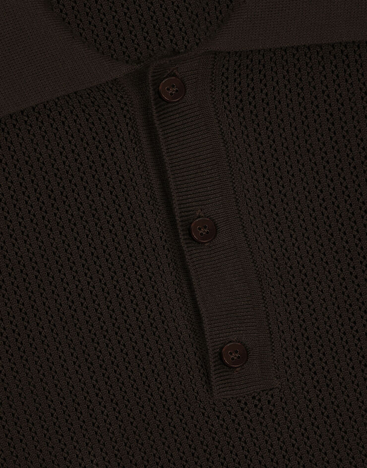 Dolce&Gabbana ポロスタイルセーター コットン ロゴラベル ブラウン GXP68TJBCAB