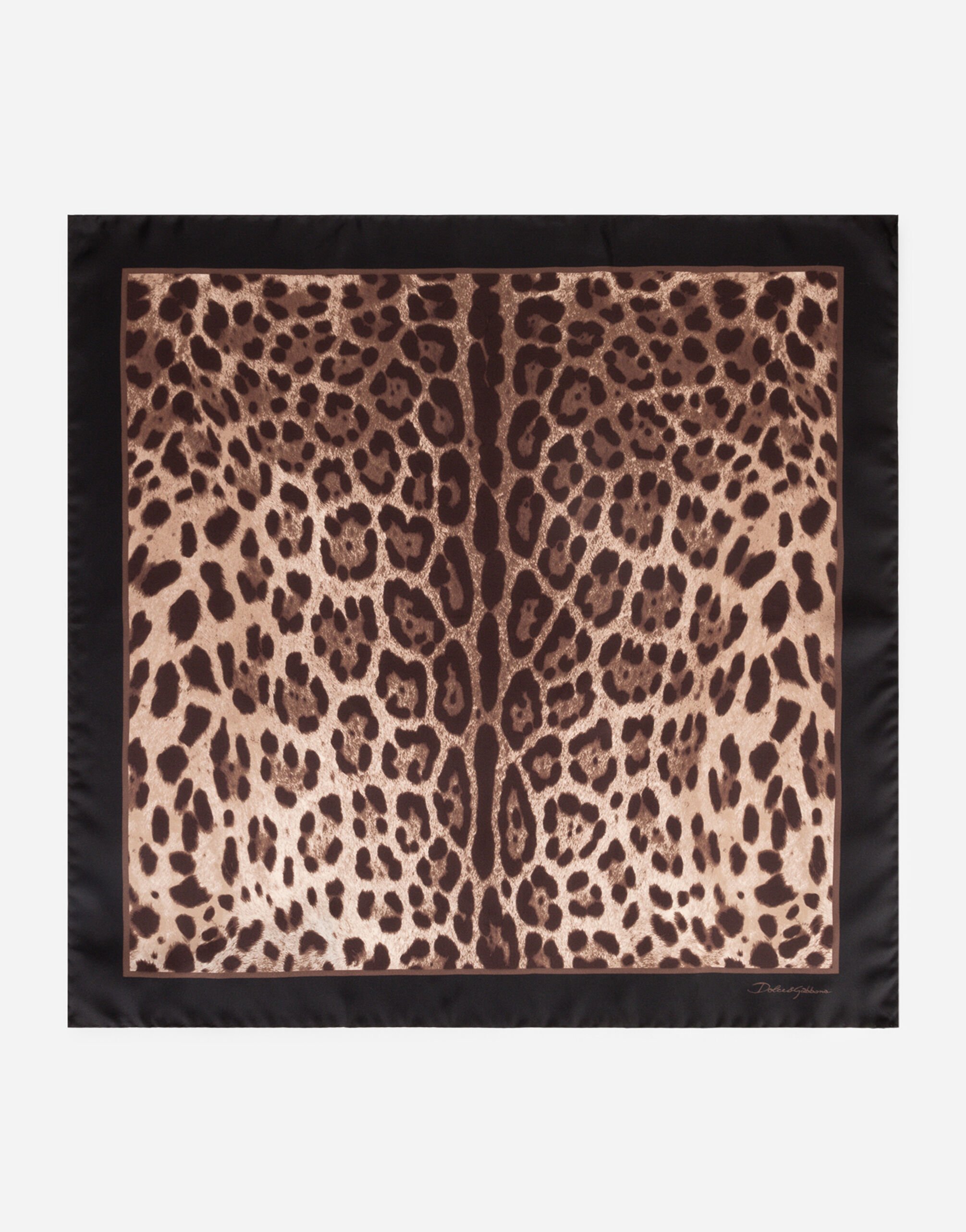 Dolce & Gabbana Silk foulard with leopard print White/Black CS1791AX589