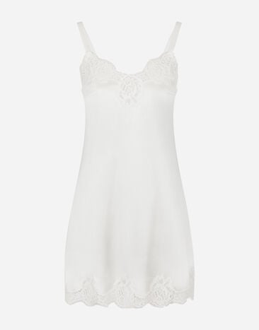 Dolce & Gabbana Dessous-Unterrock aus Satin mit Spitze WEISS O6A00TFUAD8