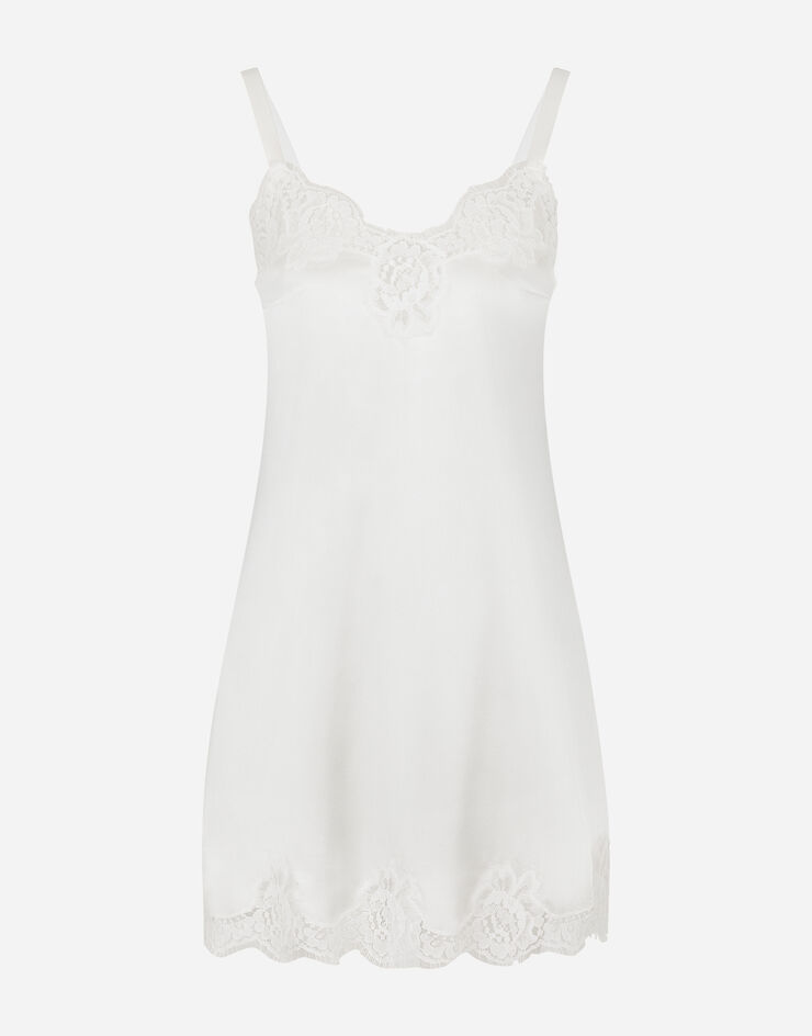 Dolce & Gabbana Satin lingerie-style slip with lace detailing WHITE O6A00TFUAD8