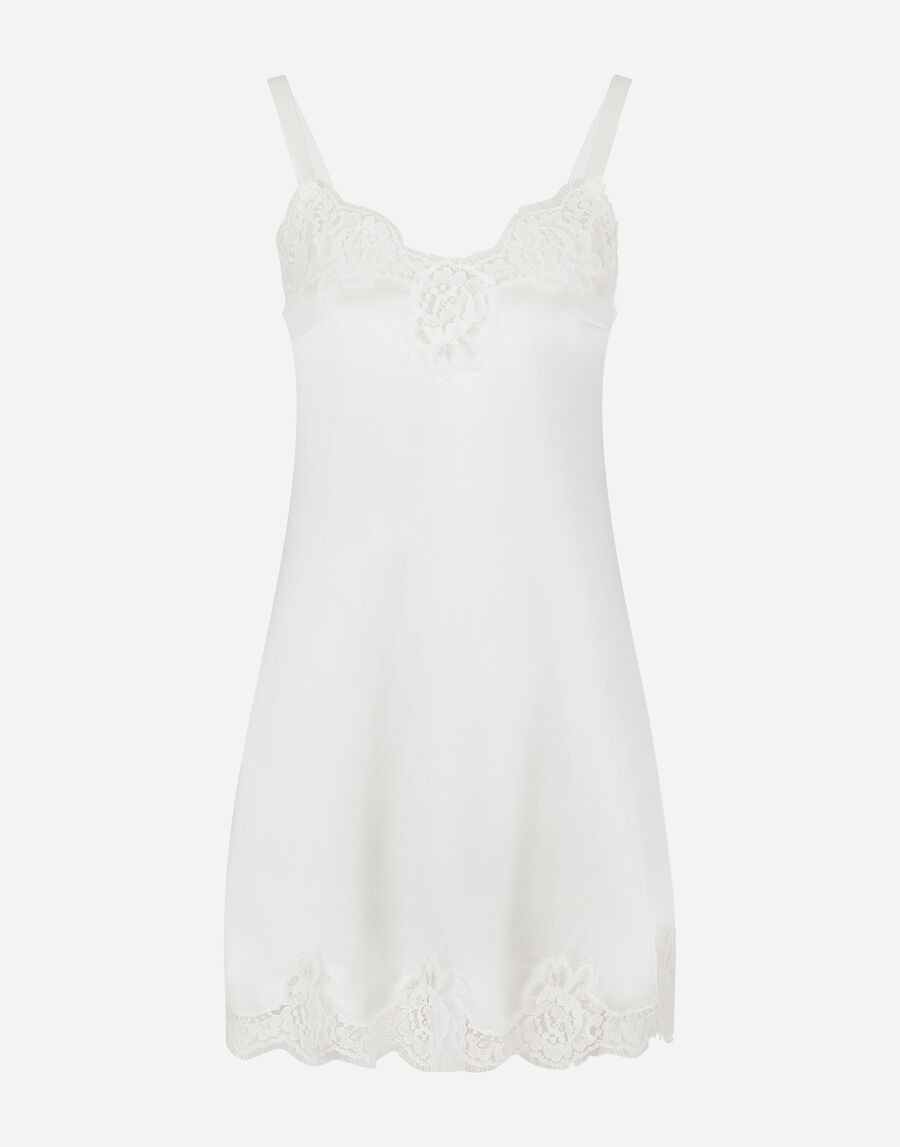 Satin lingerie-style slip with lace detailing