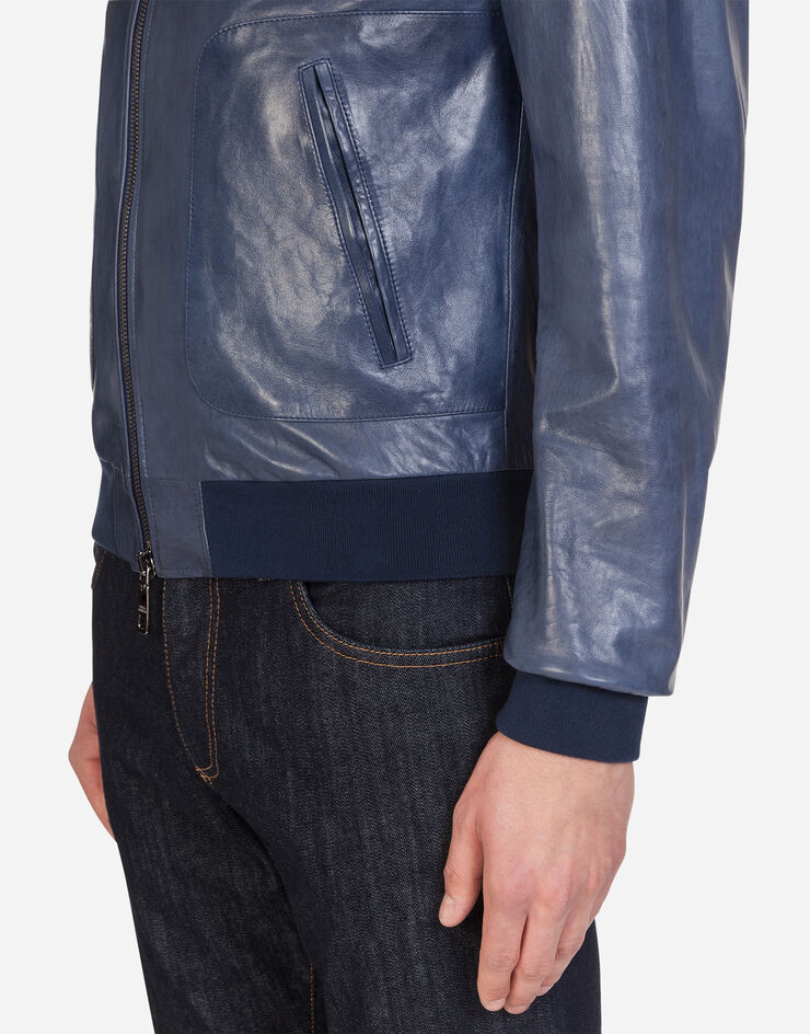 Dolce & Gabbana Leather zip-up jacket 蓝 G9RM6LHULF8