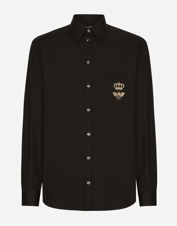 Dolce & Gabbana シャツ マルティーニフィット コットン エンブロイダリー ブラック G5JH9TGF855