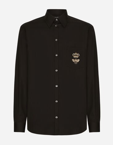 Dolce & Gabbana Cotton Martini-fit shirt with embroidery Print G5IF1THI1QA