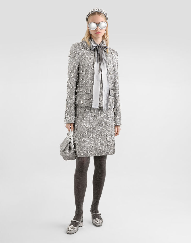 Dolce & Gabbana Single-breasted embroidered jacket with stones Multicolor F29UEZGDDG9