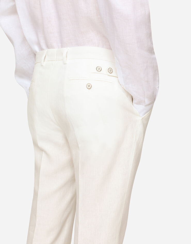 Dolce & Gabbana Pantalone in lino Bianco GY6IETFU4LF
