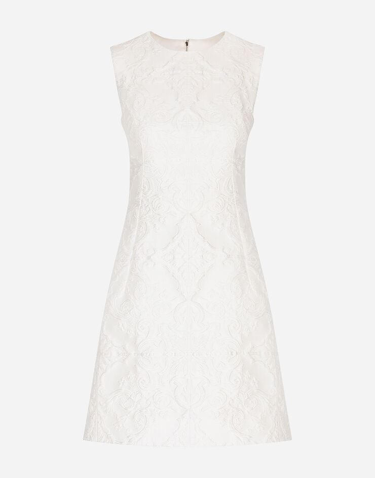 Dolce & Gabbana Short brocade dress White F6D4NTHJMO9
