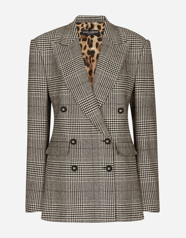 Dolce & Gabbana Glencheck-Jacke mit Schlitzen Mehrfarbig F29QVTFQ2M5