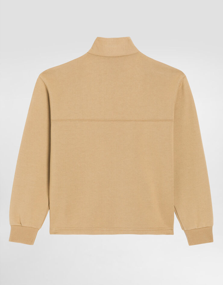 Dolce & Gabbana Cotton sweatshirt with DG patch Beige L4JWMXG7PRO