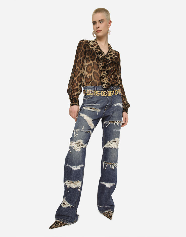 Dolce & Gabbana Jeans Loose Fit aus Denim mit Rissen Mehrfarbig FTCGNDG8JU7
