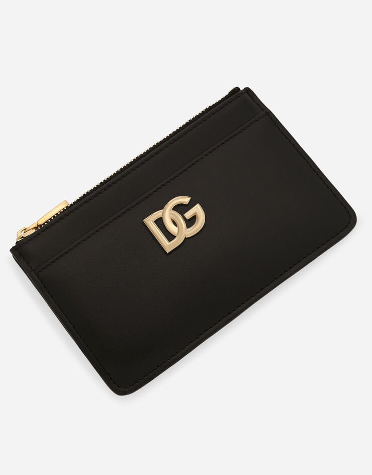 Dolce & Gabbana Calfskin card holder with DG logo Black BI1261AW576