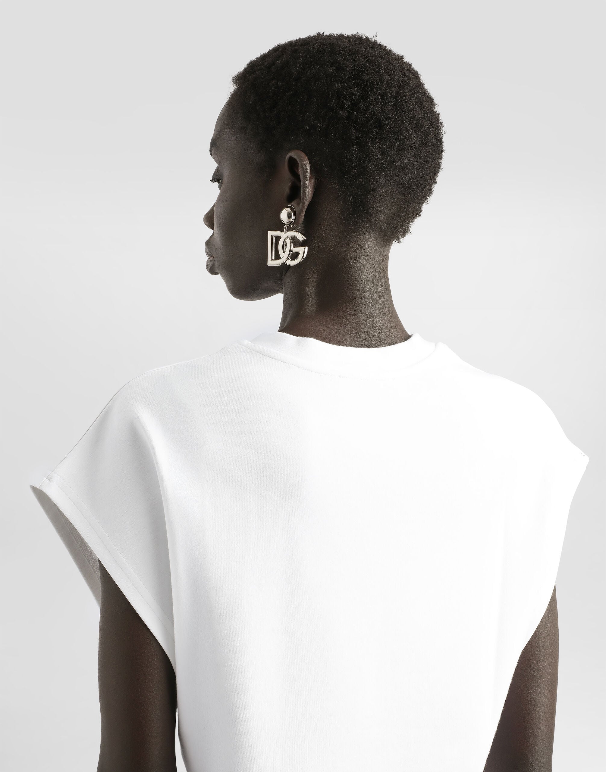 Jersey T-shirt with logo on neck in White for Women