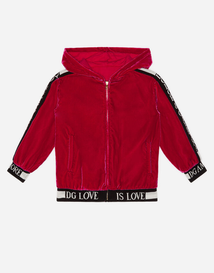 Dolce & Gabbana SMOOTH VELVET ZIP-UP HOODIE 桃红 L5JW1MFUVKQ