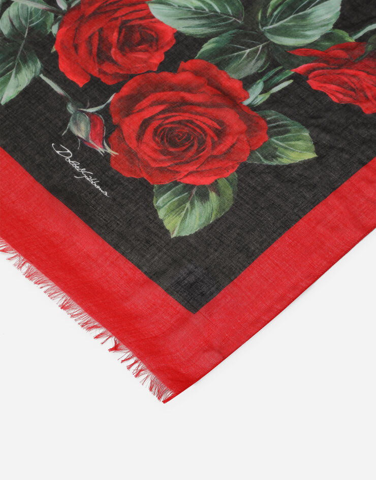 Dolce & Gabbana Rose-print cashmere and modal scarf (135 x 200) Multicolor FS184AG3SF2
