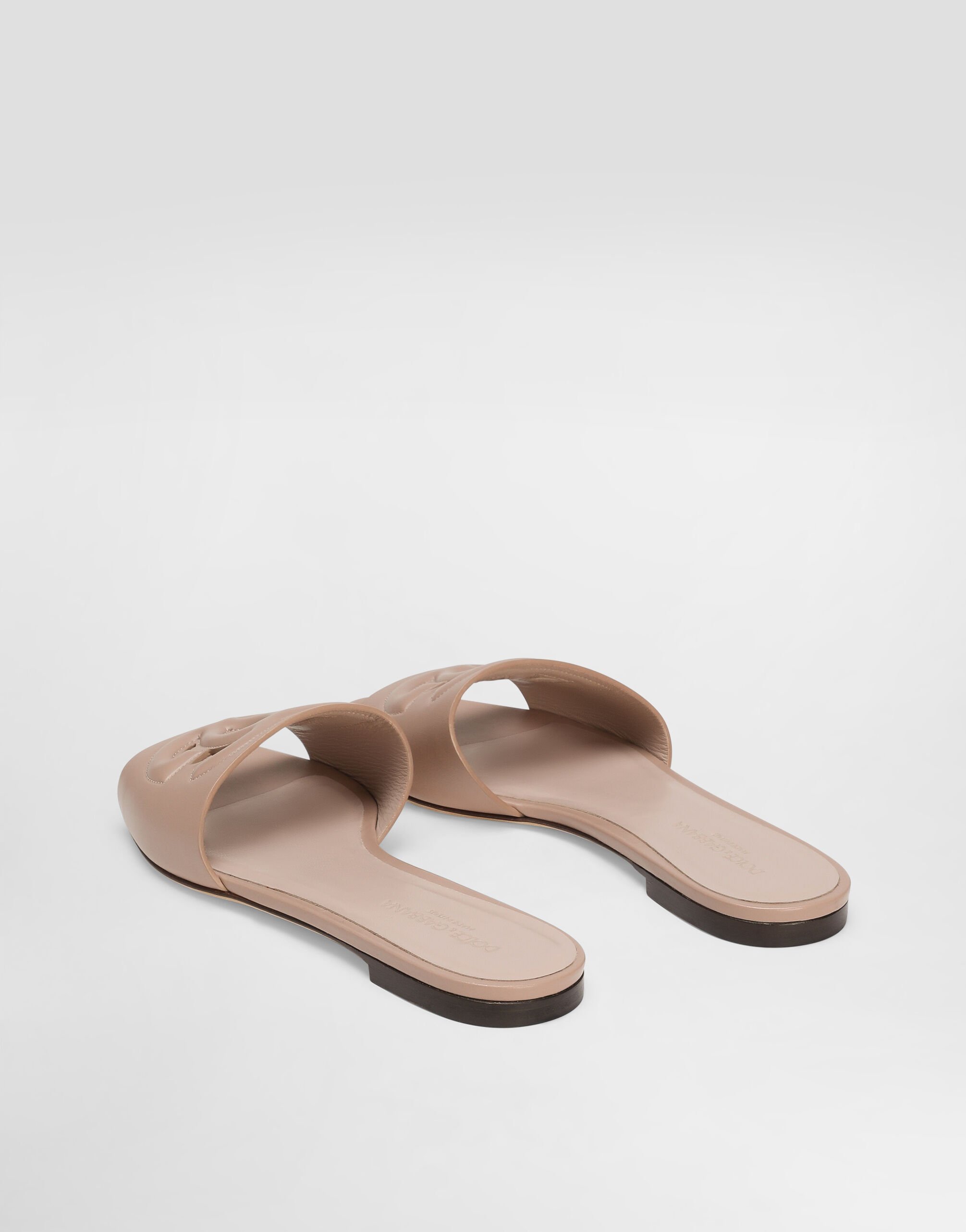 DOLCE & GABBANA DG スライト サンタル CQ0436A1016 80998 Calfskin sliders in Light Blue for Women | Dolce&Gabbana® US