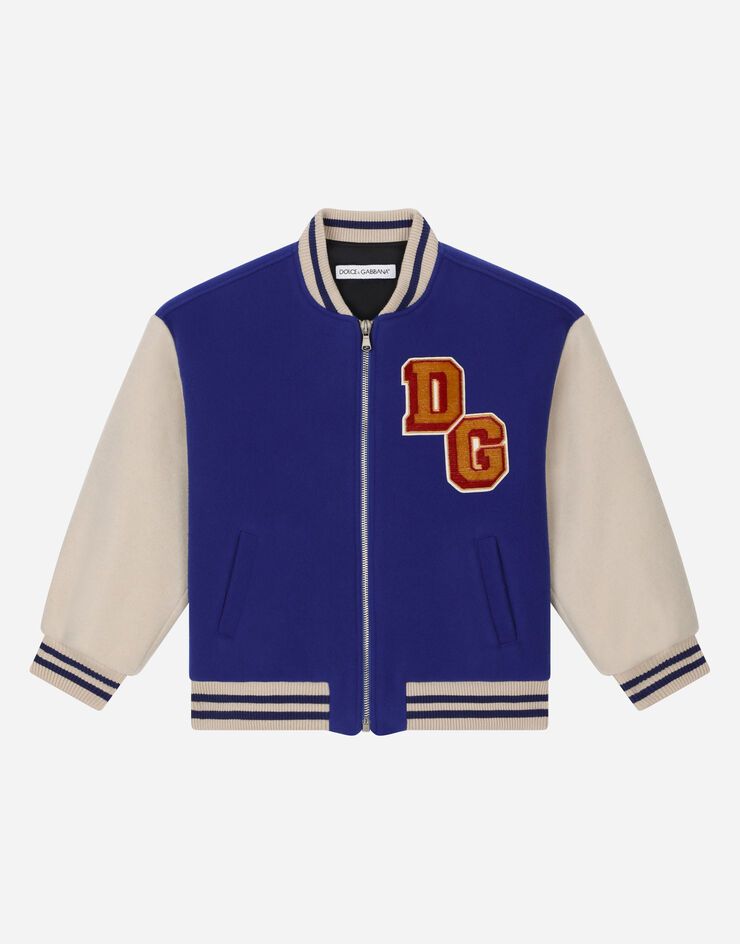 DolceGabbanaSpa Baize bomber jacket with DG mascot patch Multicolor L42B54G7JU0