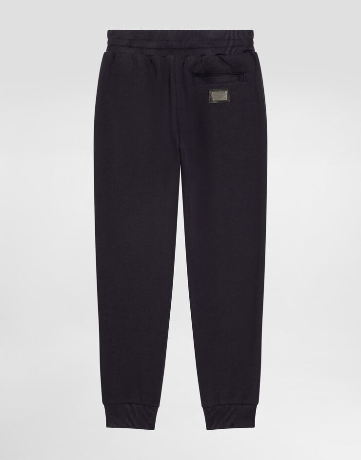 DolceGabbanaSpa Jersey jogging pants with logo tag Blue L4JPT0G7I2P