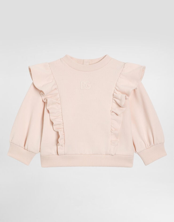 Dolce & Gabbana Fleece sweatshirt with lasered DG logo Pink L2JWCEG7PID