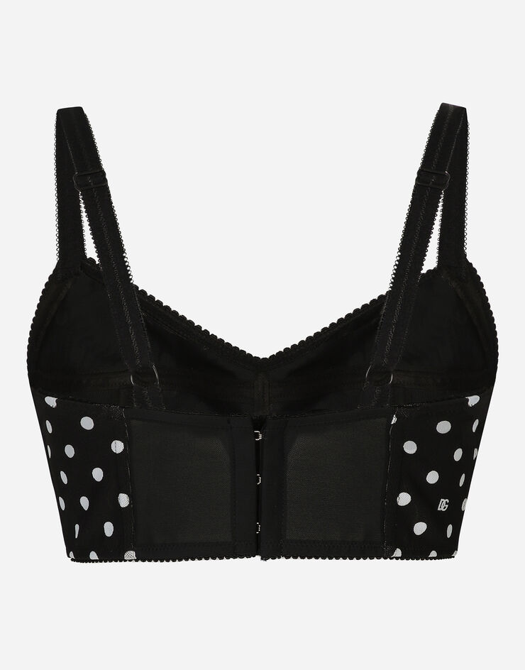 Dolce & Gabbana Top bustier in marquisette stampa pois Stampa F7T18TFSUBG