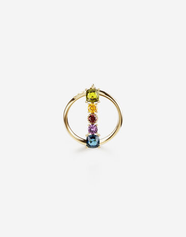 Dolce & Gabbana Rainbow alphabet I ring in yellow gold with multicolor fine gems Gold WRQA1GWQC01