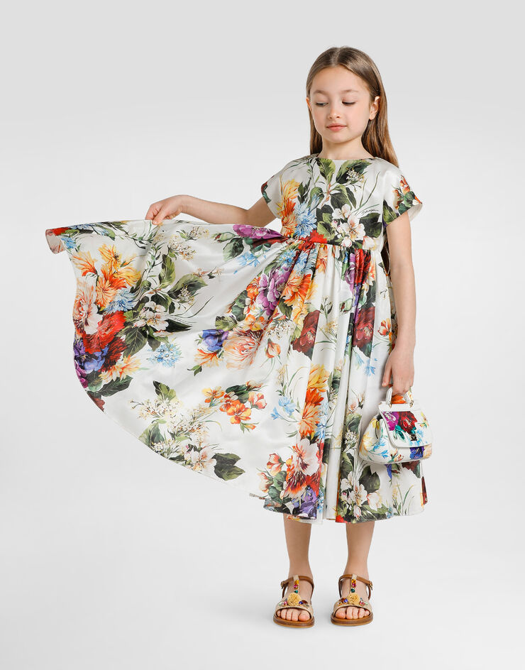 Dolce & Gabbana 花卉印花欧根纱短袖连衣裙 版画 L54DI6FSTBS