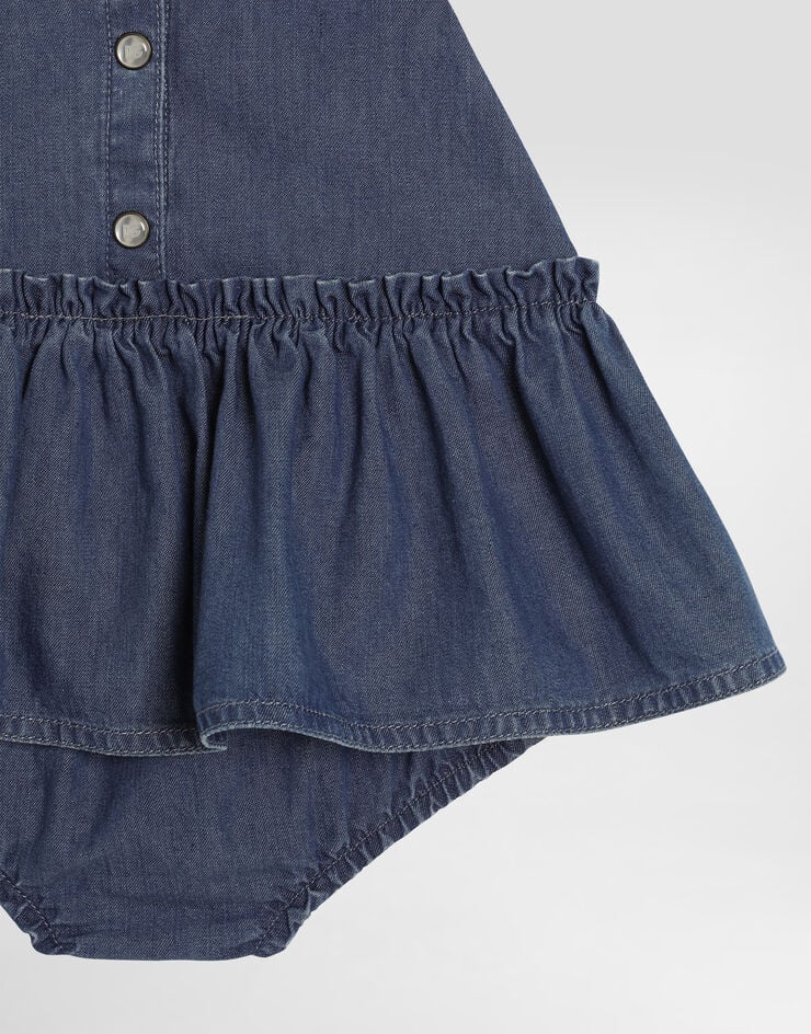 Dolce & Gabbana Chambray dress with logo embroidery Multicolor L24DO6LDD72