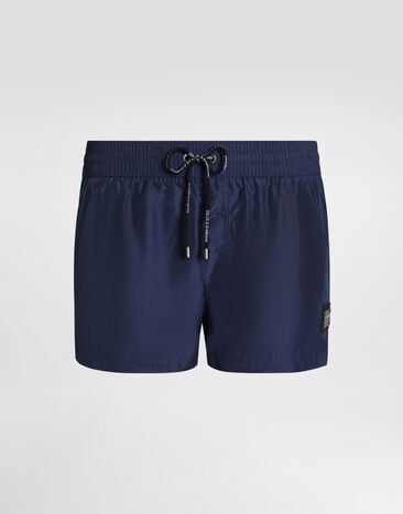 Dolce & Gabbana Short swim trunks with branded tag Blue M4E48TON0DK