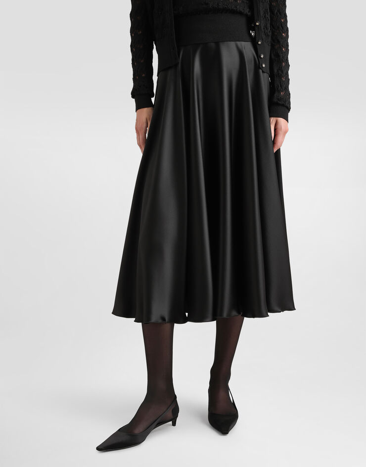Dolce & Gabbana 真丝缎布中长伞裙 黑 F4CSOTFU1NU