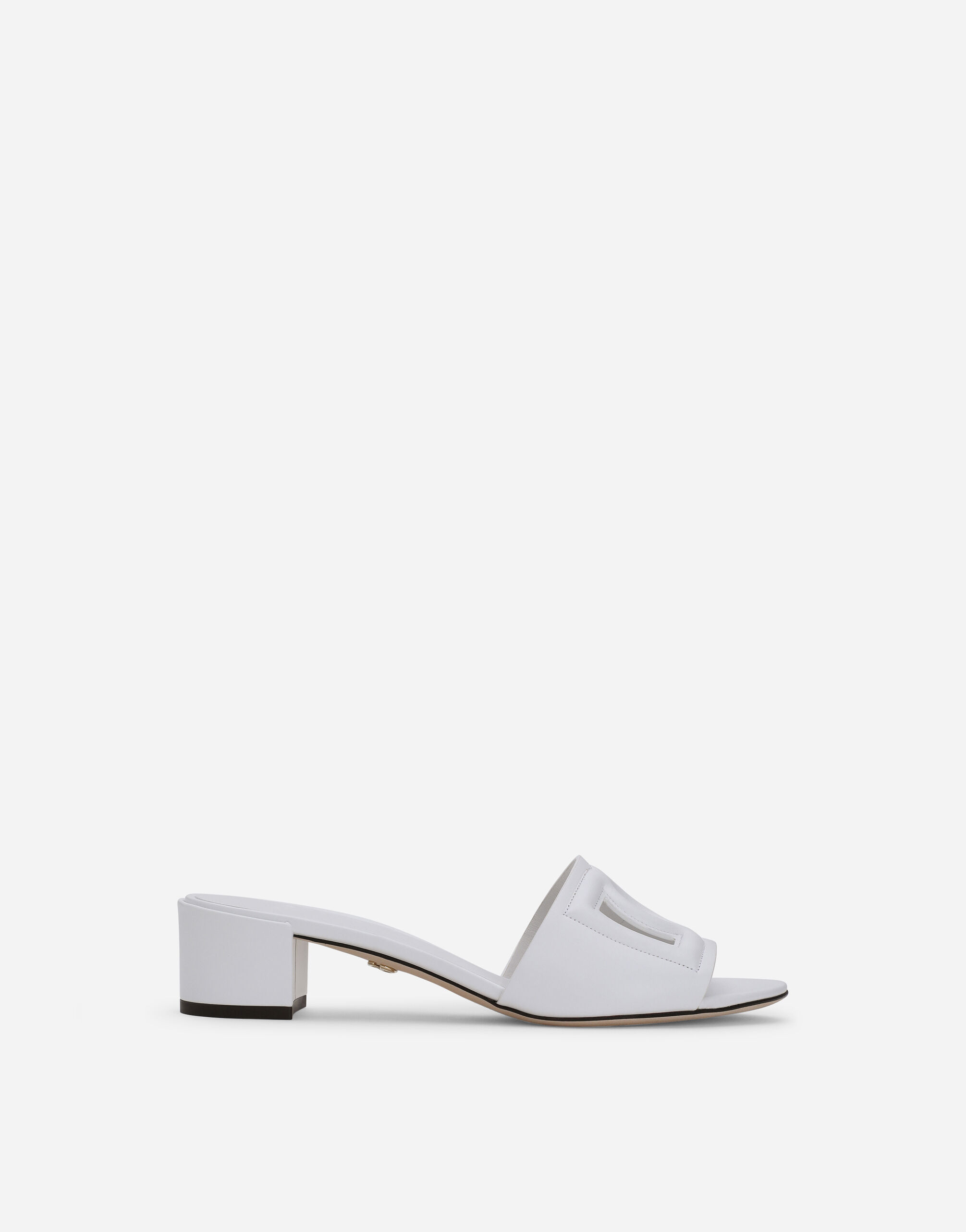 Dolce & Gabbana Calfskin mules with DG Millennials logo White CR1139AY329