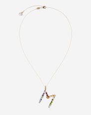 Dolce & Gabbana Rainbow alphabet M pendant in yellow gold with multicolor fine gems Gold WAMR2GWMIXG