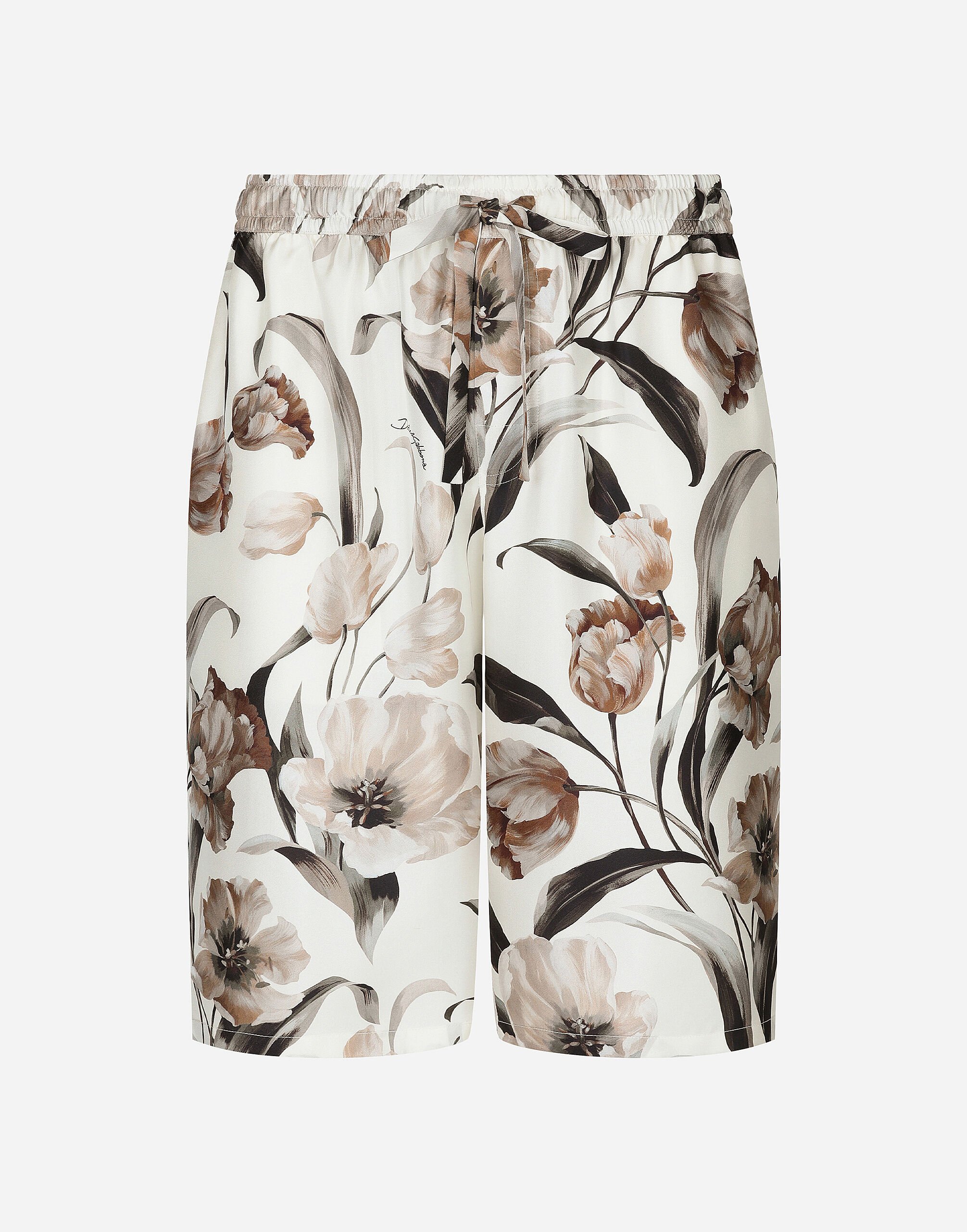 Dolce & Gabbana Floral-print silk jogging shorts Print GW0MATHS5RU