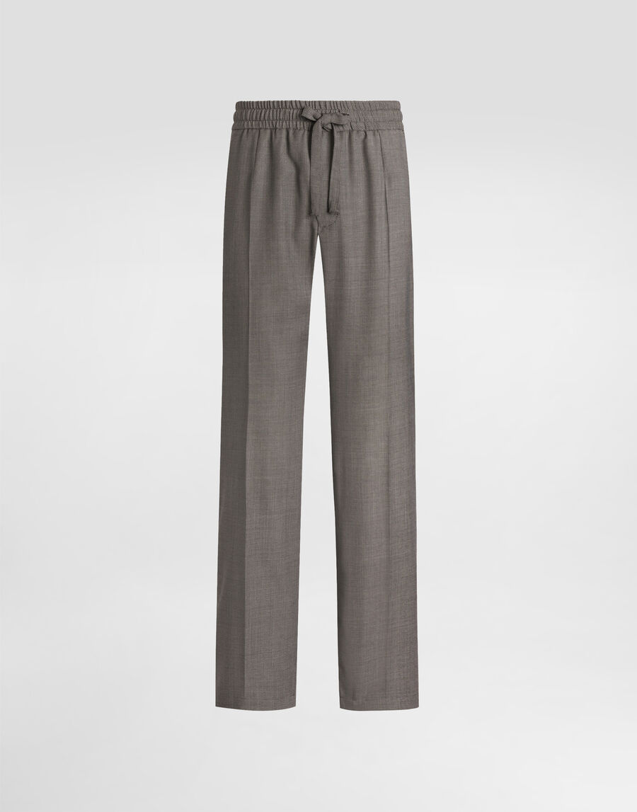 Bird's eye wool jogging trousers