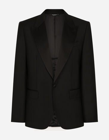 Dolce & Gabbana Single-breasted flannel Taormina-fit jacket Black G2NW0TGI251