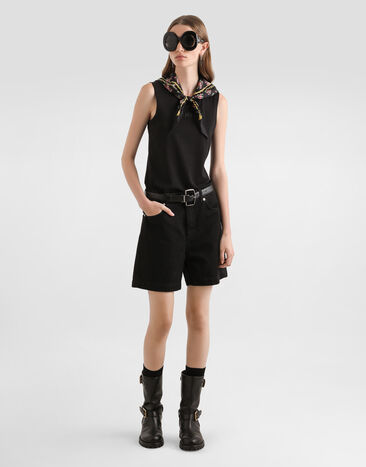 Dolce & Gabbana Jersey t-shirt with scarf Black F8W29ZGDDO7