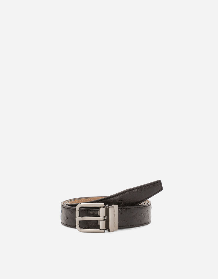 Dolce & Gabbana オーストリッチレザー ベルト Black BC4337A8M90