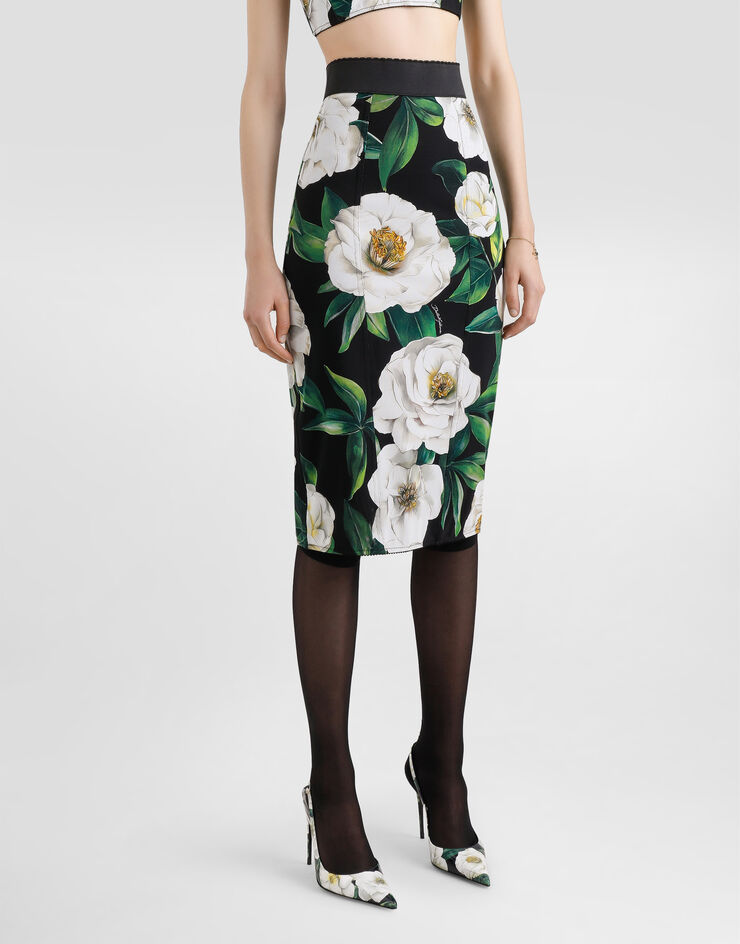 Dolce & Gabbana تنورة أنبوبية مرنة بطول للربلة وطبعة غاردينيا مطبعة F4CWKTFSSK2