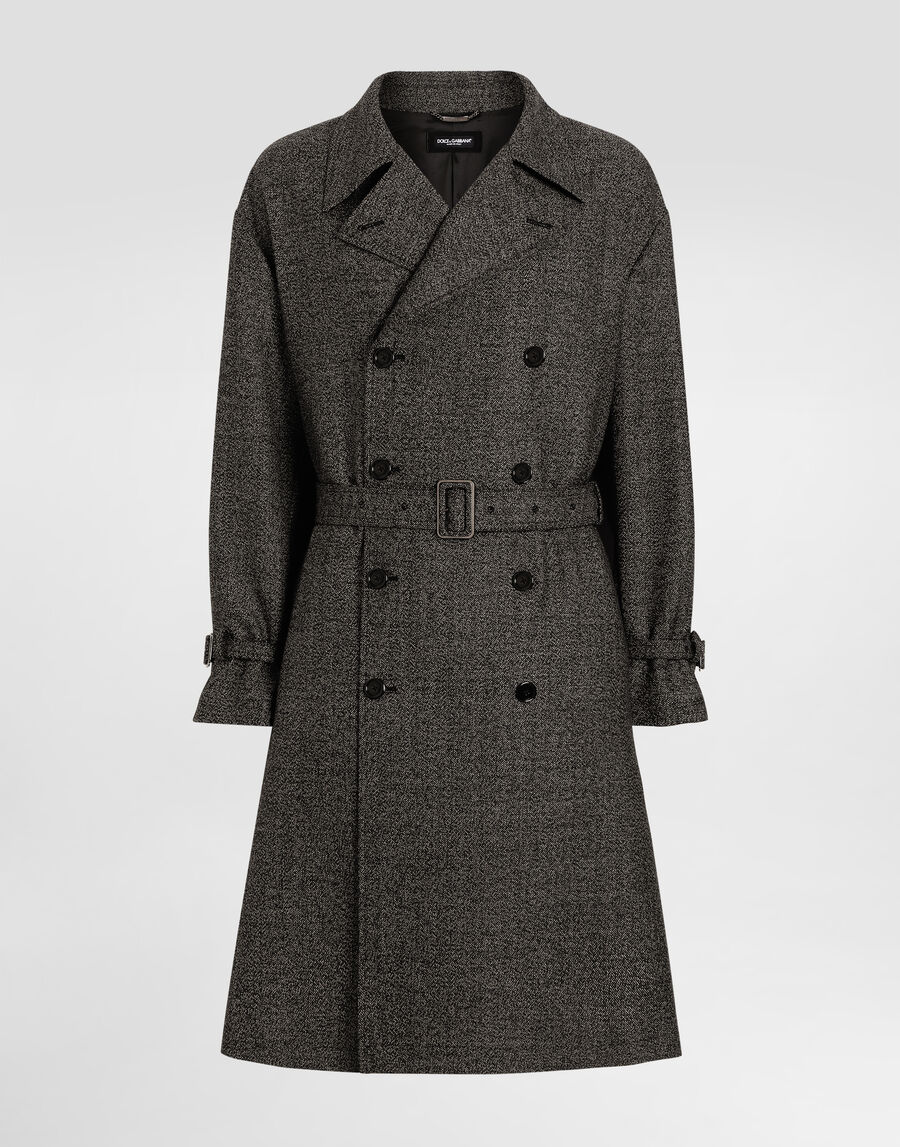 Double-breasted wool trench