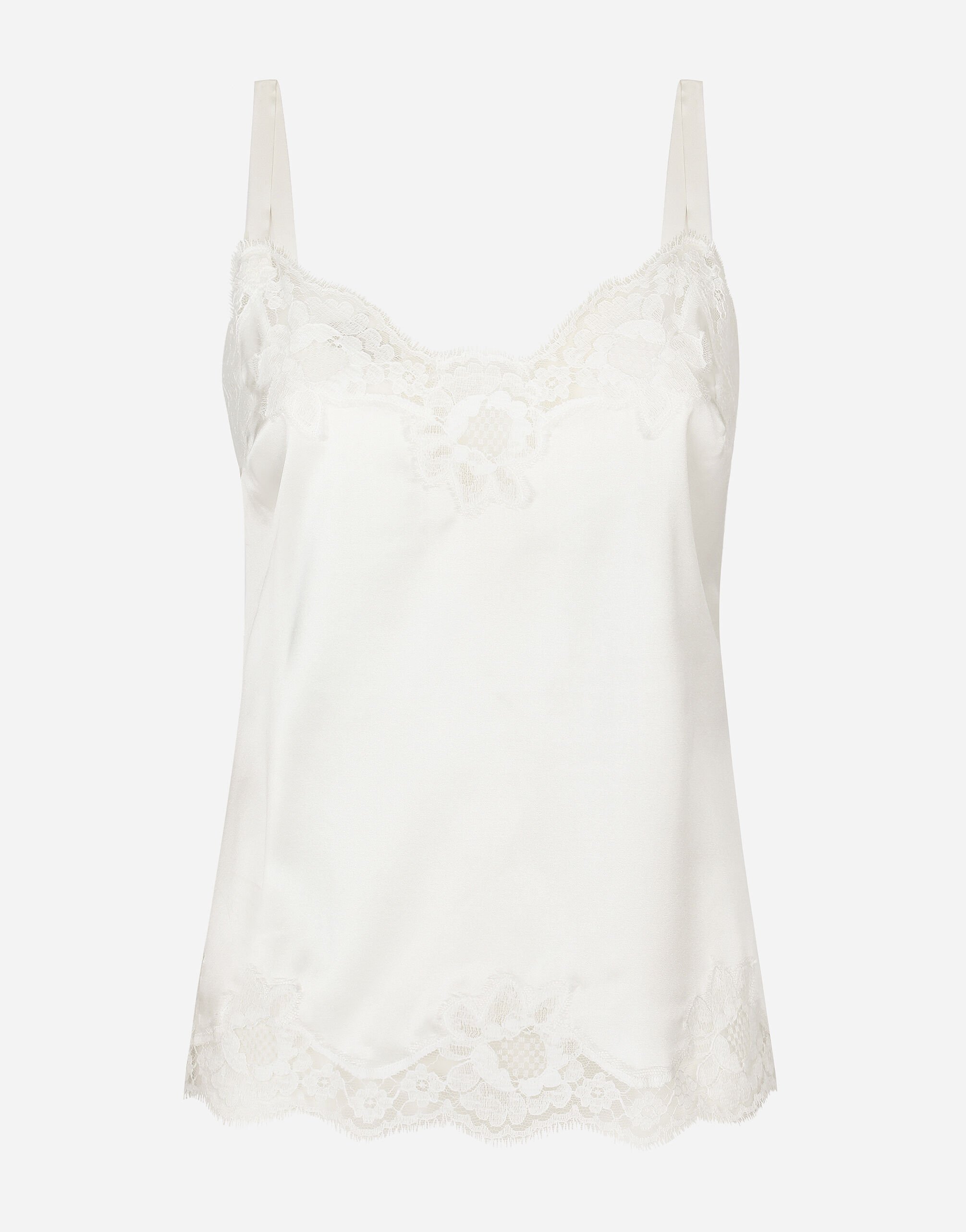 Dolce & Gabbana Satin lingerie-style top with lace detailing Black O7D16TONO26