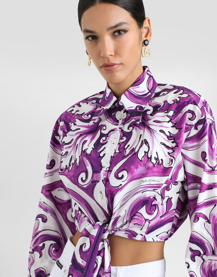 Dolce & Gabbana Majolica-print poplin shirt Multicolor F5T76TFI5JP
